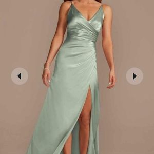 Davids Bridal dusty sage gown